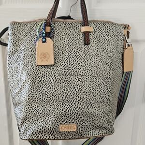 Consuela Textured Tote Bag with Multicolor Strap